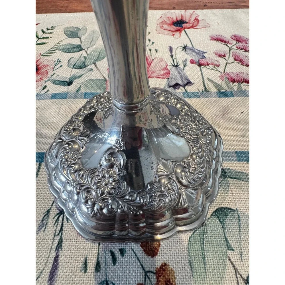 Vintage Cut Glass Bowl Silverplated Rim,  candlestick‎ curated grouping